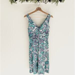 Lilly Pulitzer Teal Shianne Montauk Patterned Layered Sleeveless Sundress Size S